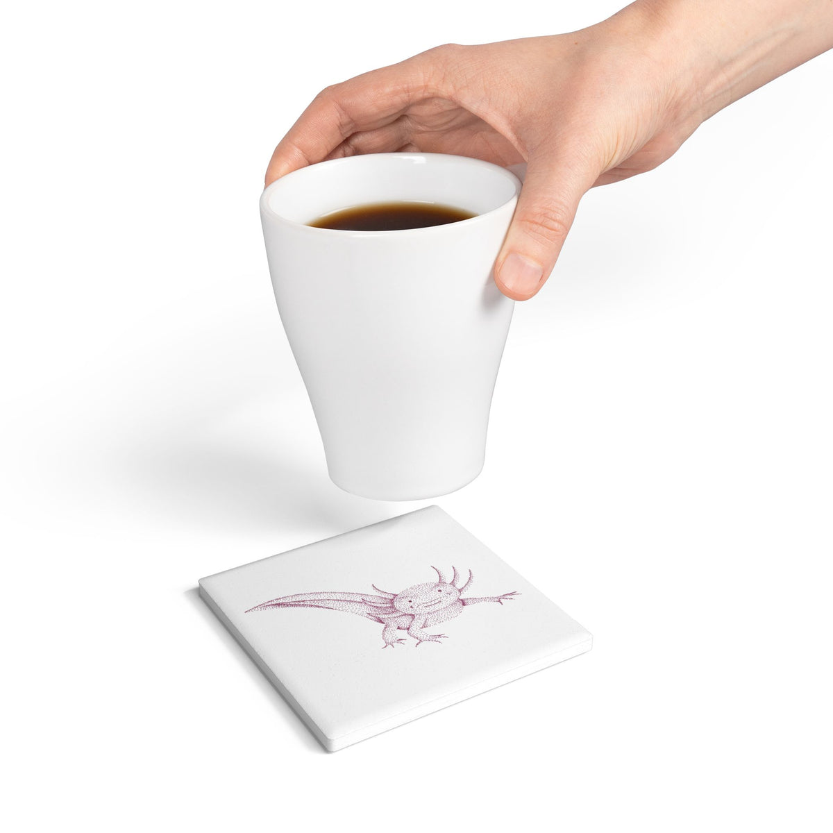 Ceramic Drink Coaster Set — Axolotl