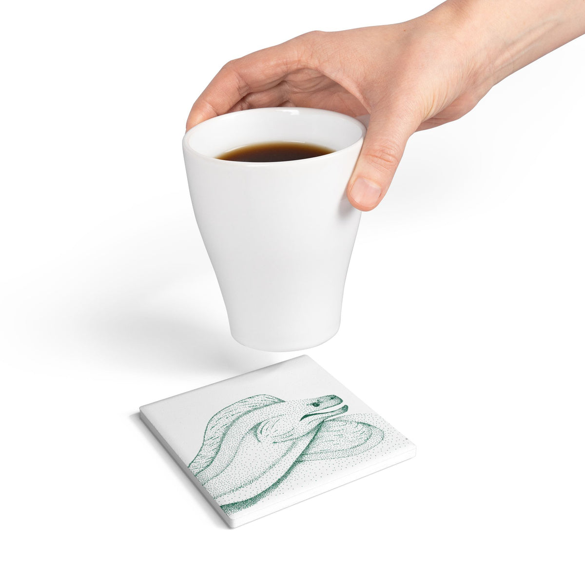 Ceramic Drink Coaster Set — Hand-Drawn Moray Eel