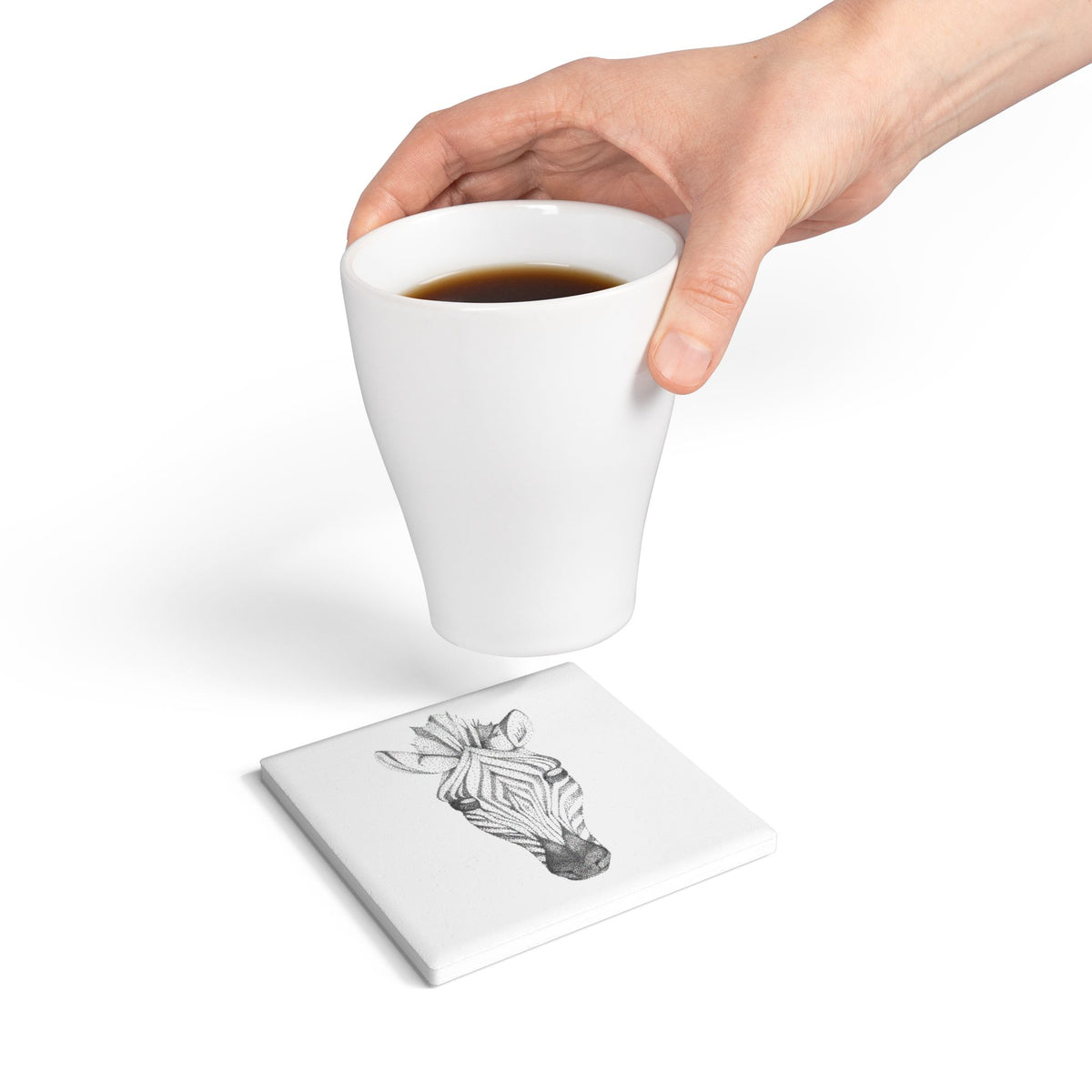 Ceramic Drink Coaster Set — Zebra Art