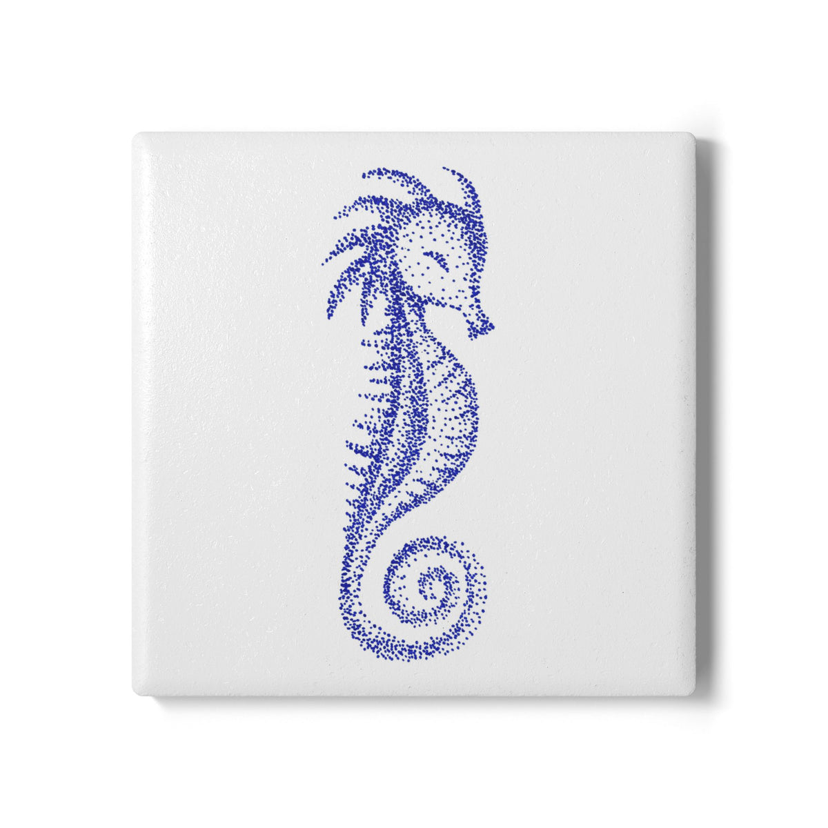 Ceramic Drink Coaster Set — Blue Seahorse