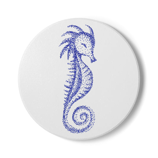 Ceramic Drink Coaster Set — Blue Seahorse