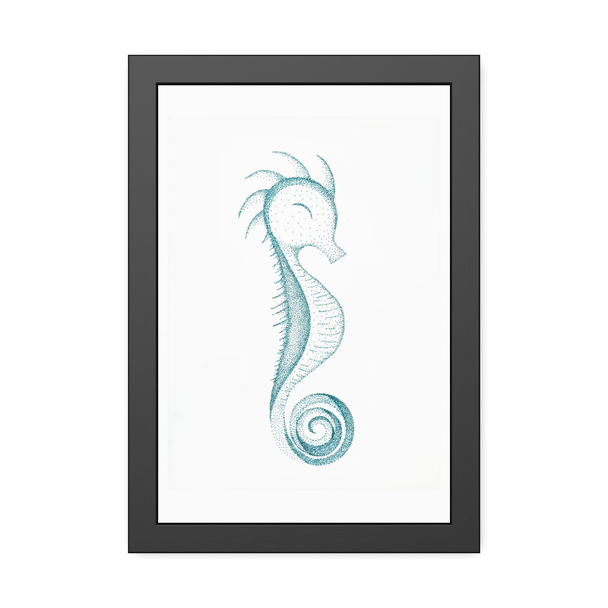Framed Paper Posters - Seahorse, Teal