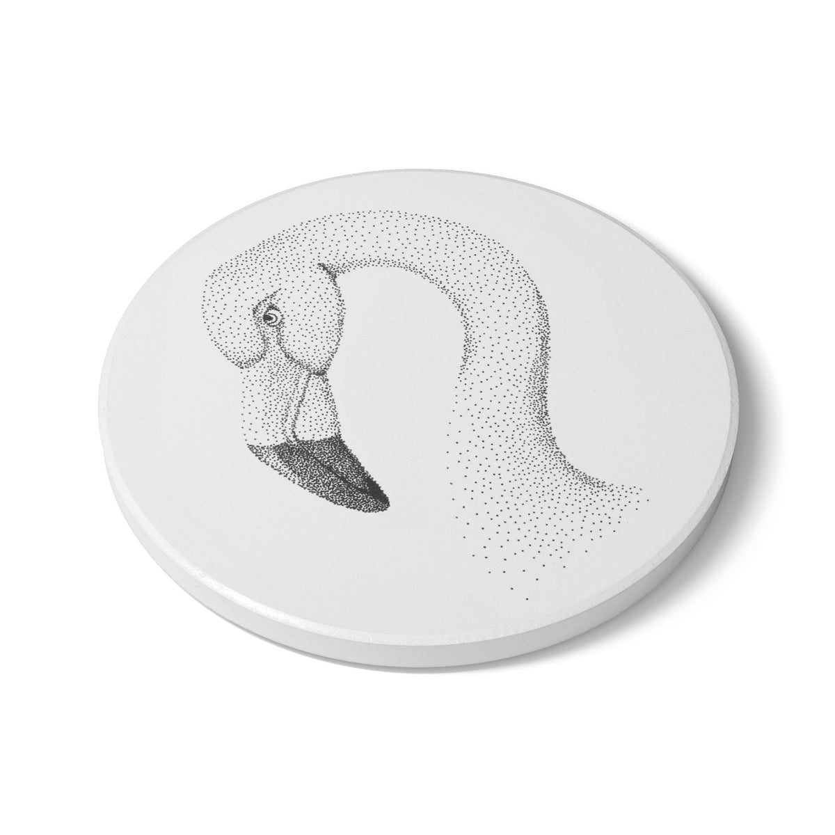 Ceramic Drink Coaster Set — Hand-Drawn Flamingo