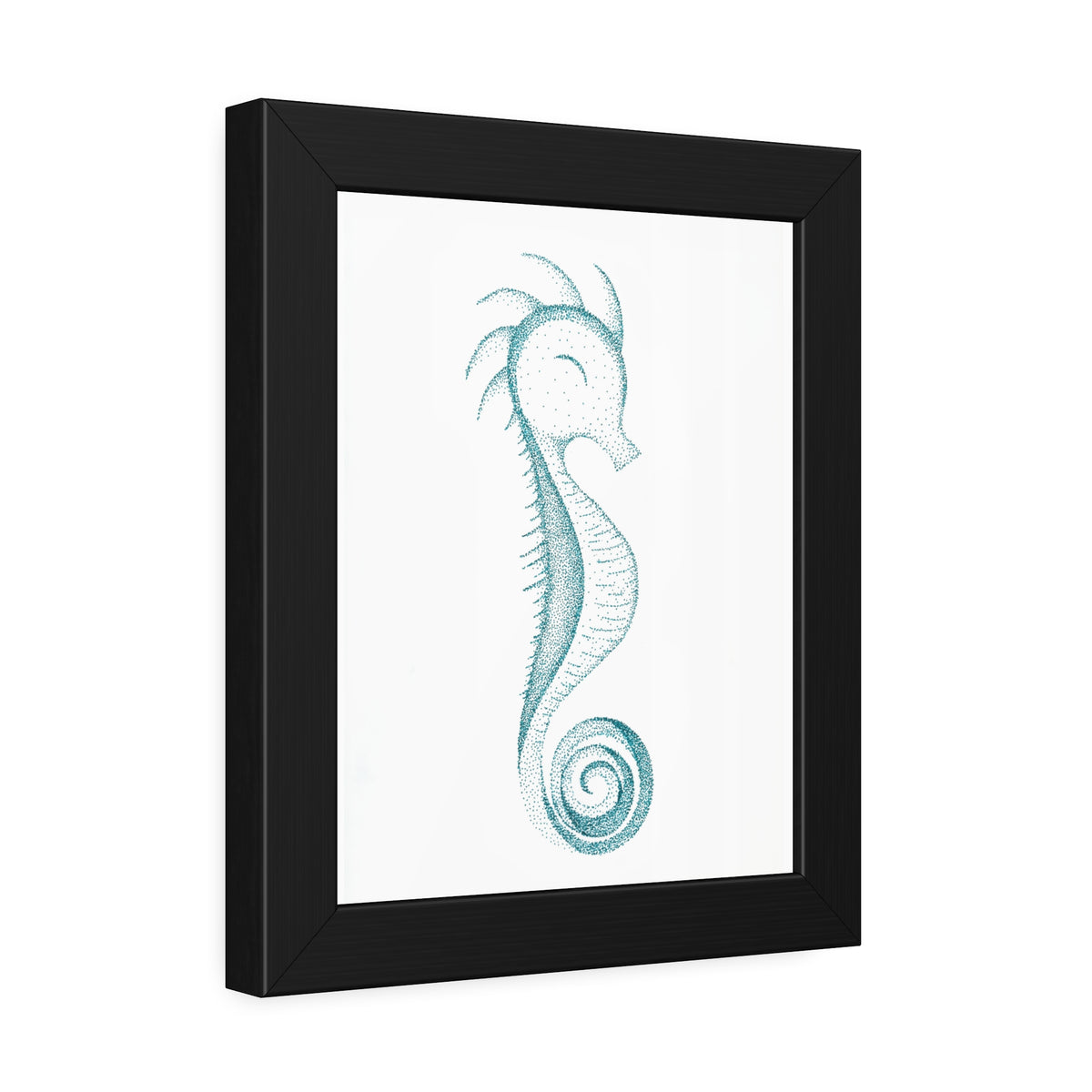 Framed Paper Posters - Seahorse, Teal