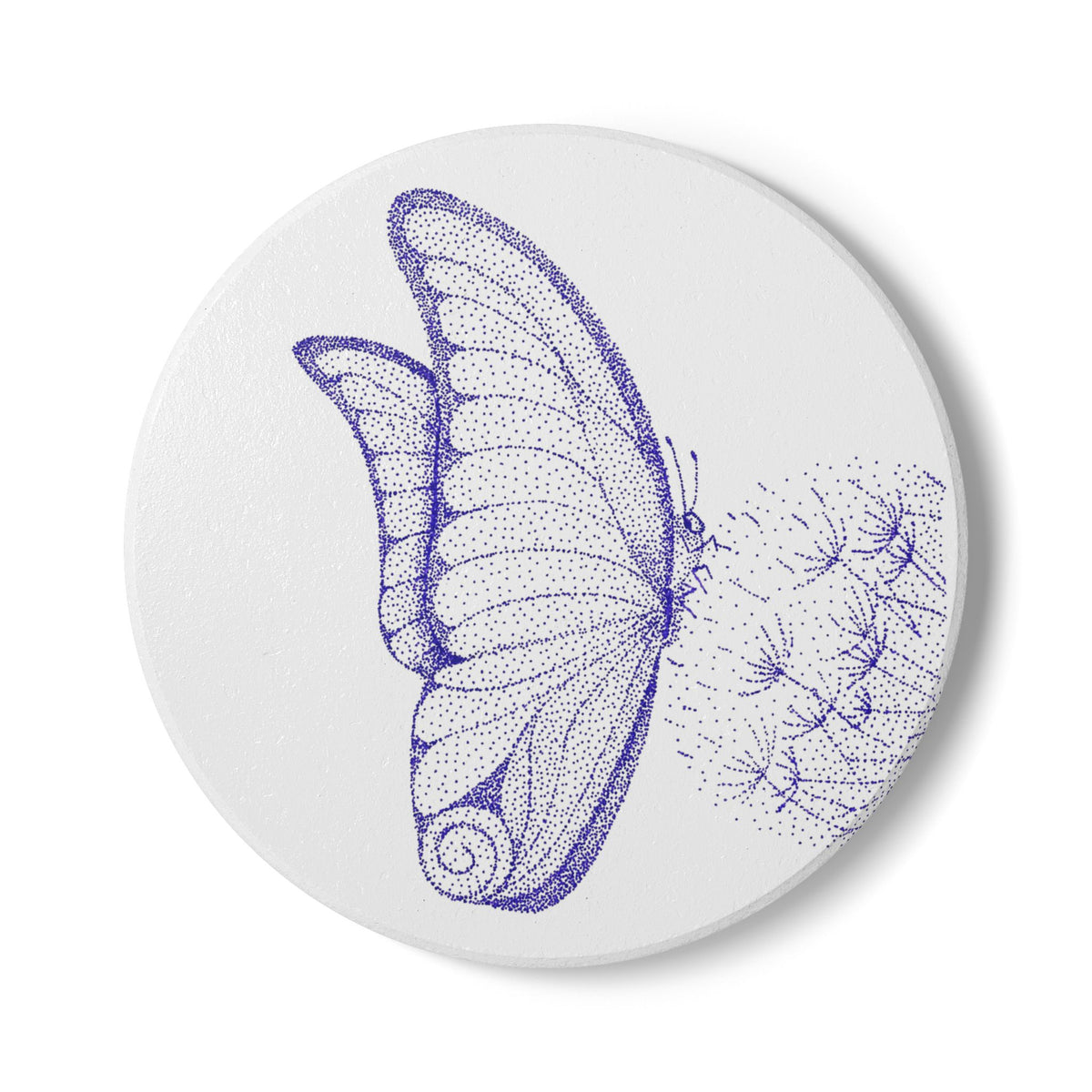 Ceramic Drink Coaster Set — Purple Butterfly