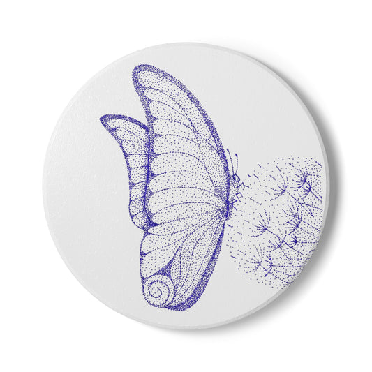 Ceramic Drink Coaster Set — Purple Butterfly