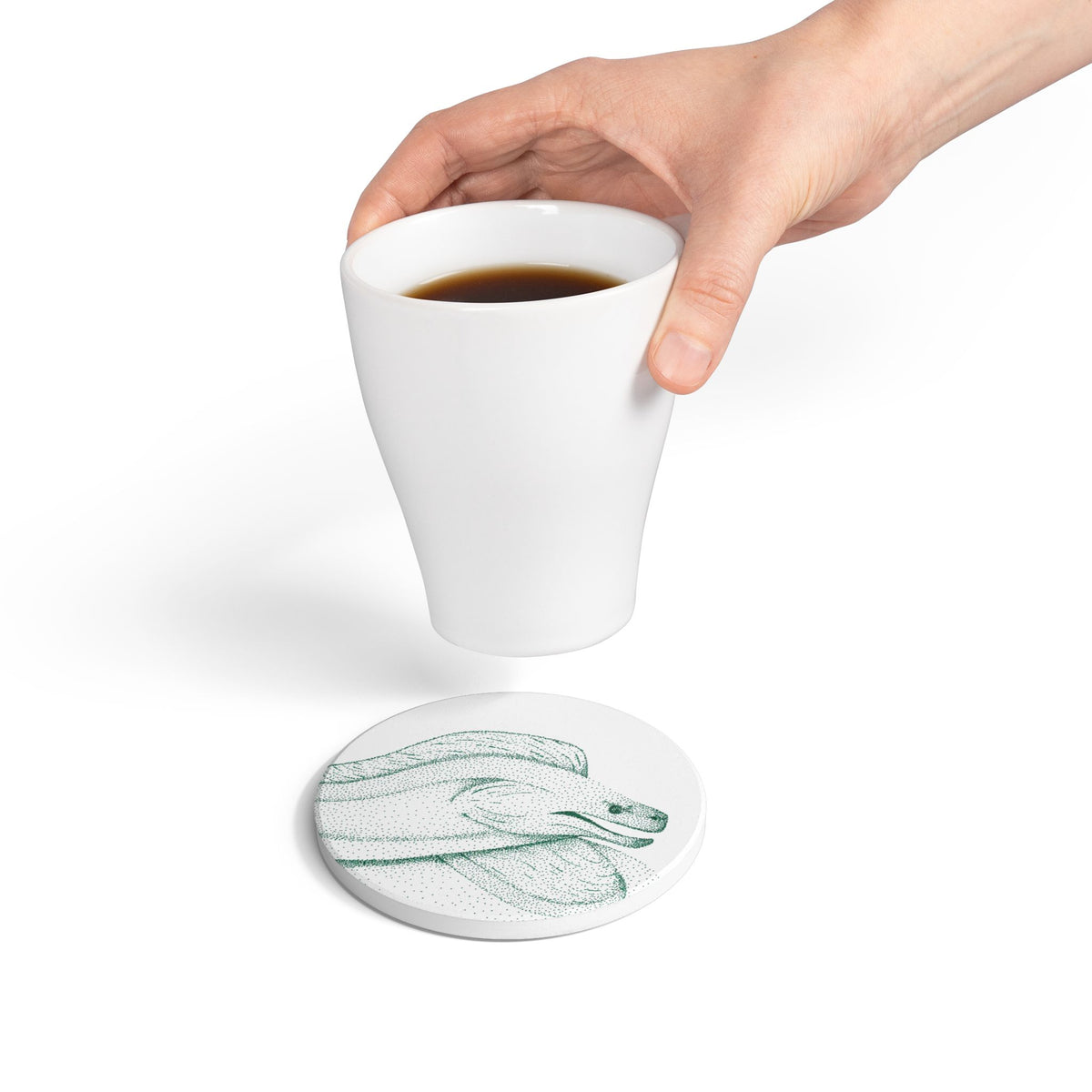 Ceramic Drink Coaster Set — Hand-Drawn Moray Eel