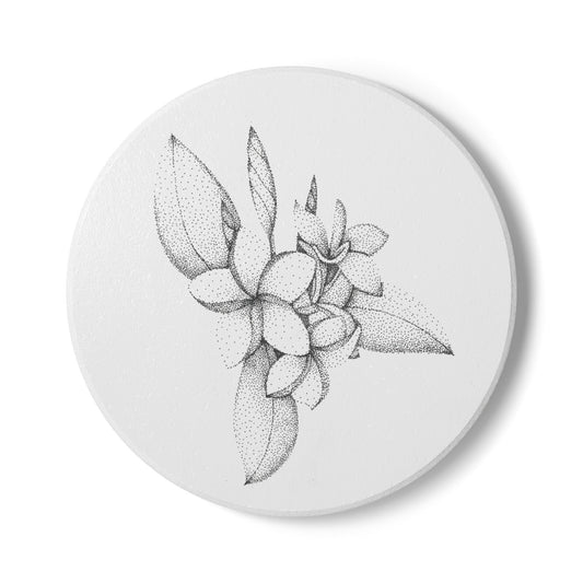 Ceramic Drink Coaster Set – Floral Plumeria