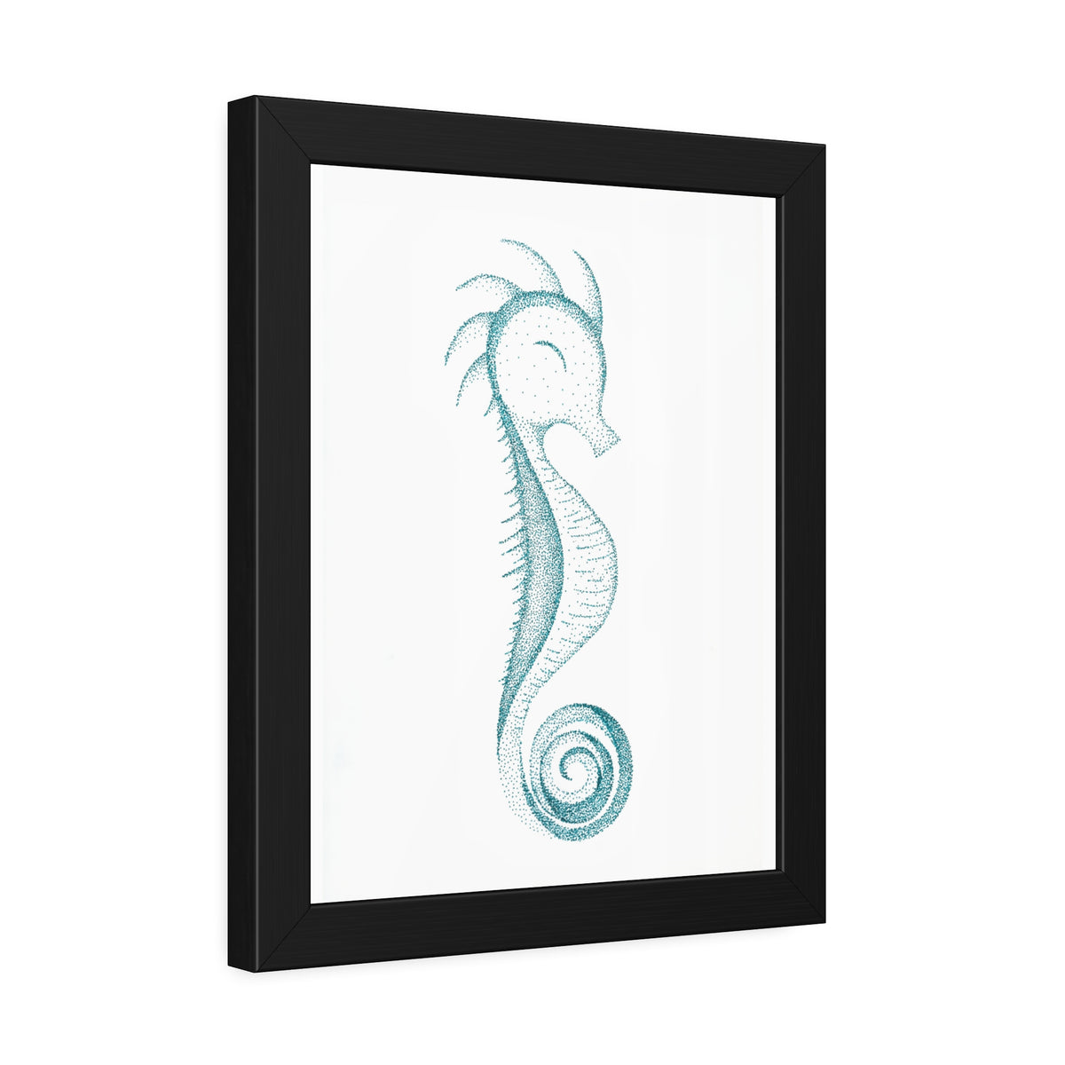 Framed Paper Posters - Seahorse, Teal