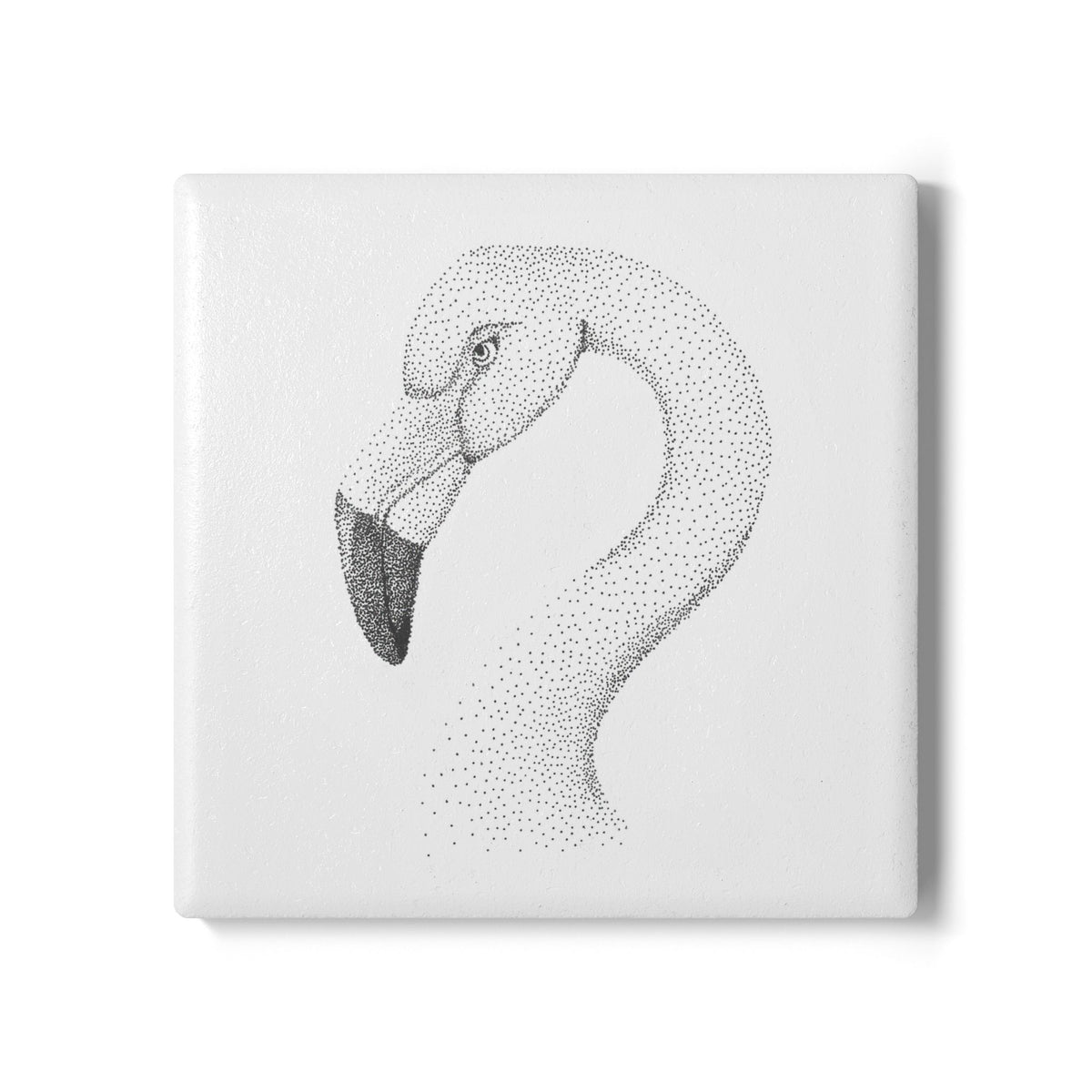 Ceramic Drink Coaster Set — Hand-Drawn Flamingo