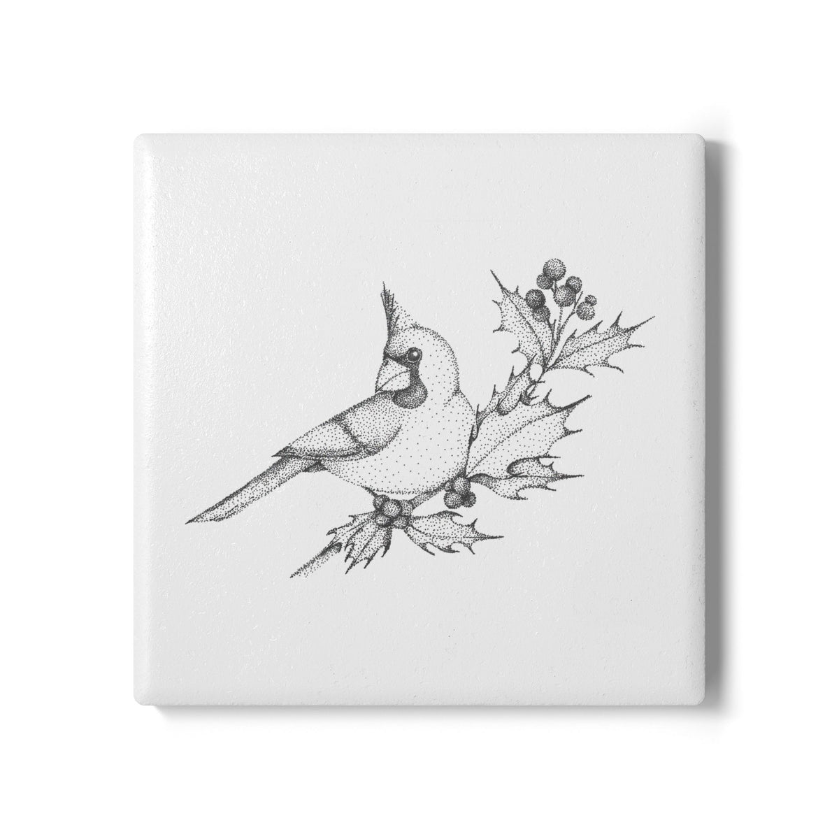 Ceramic Drink Coaster Set — Winter Cardinal