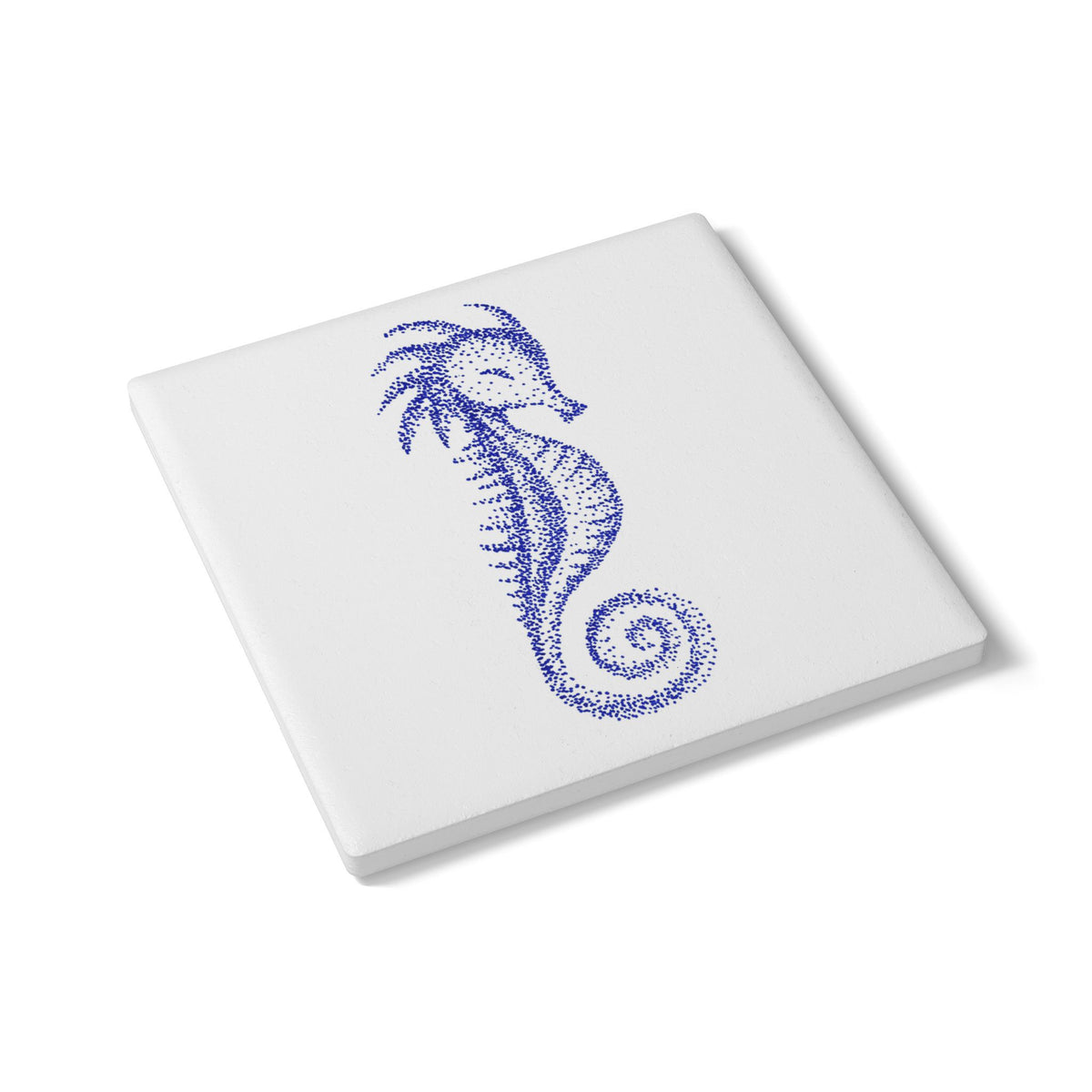 Ceramic Drink Coaster Set — Blue Seahorse