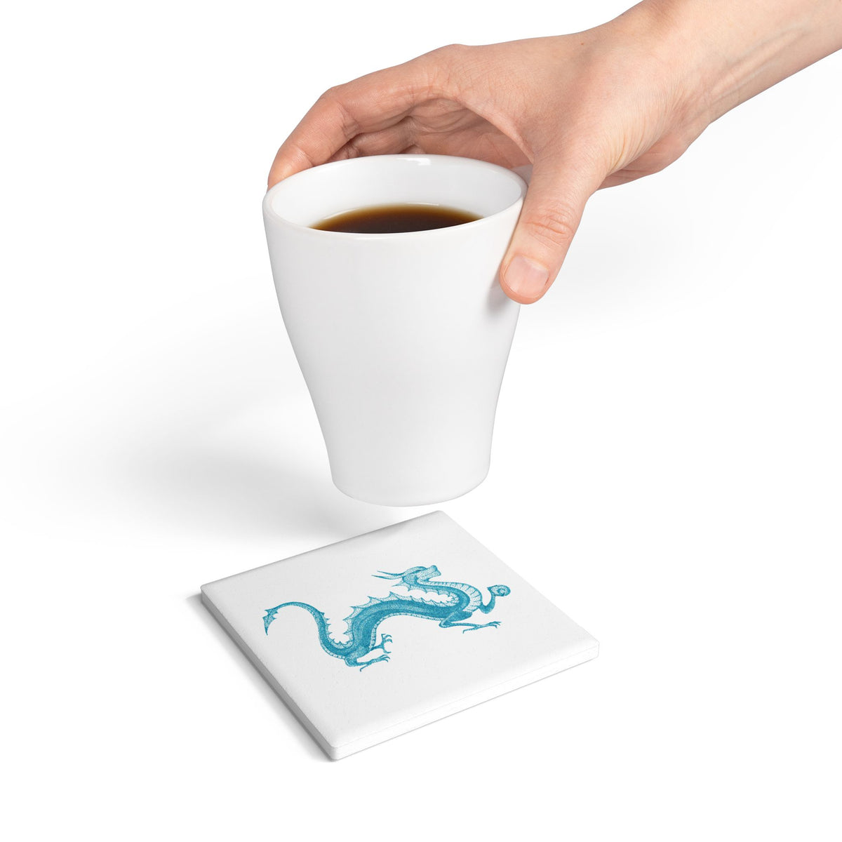 Ceramic Drink Coaster Set — Water Dragon