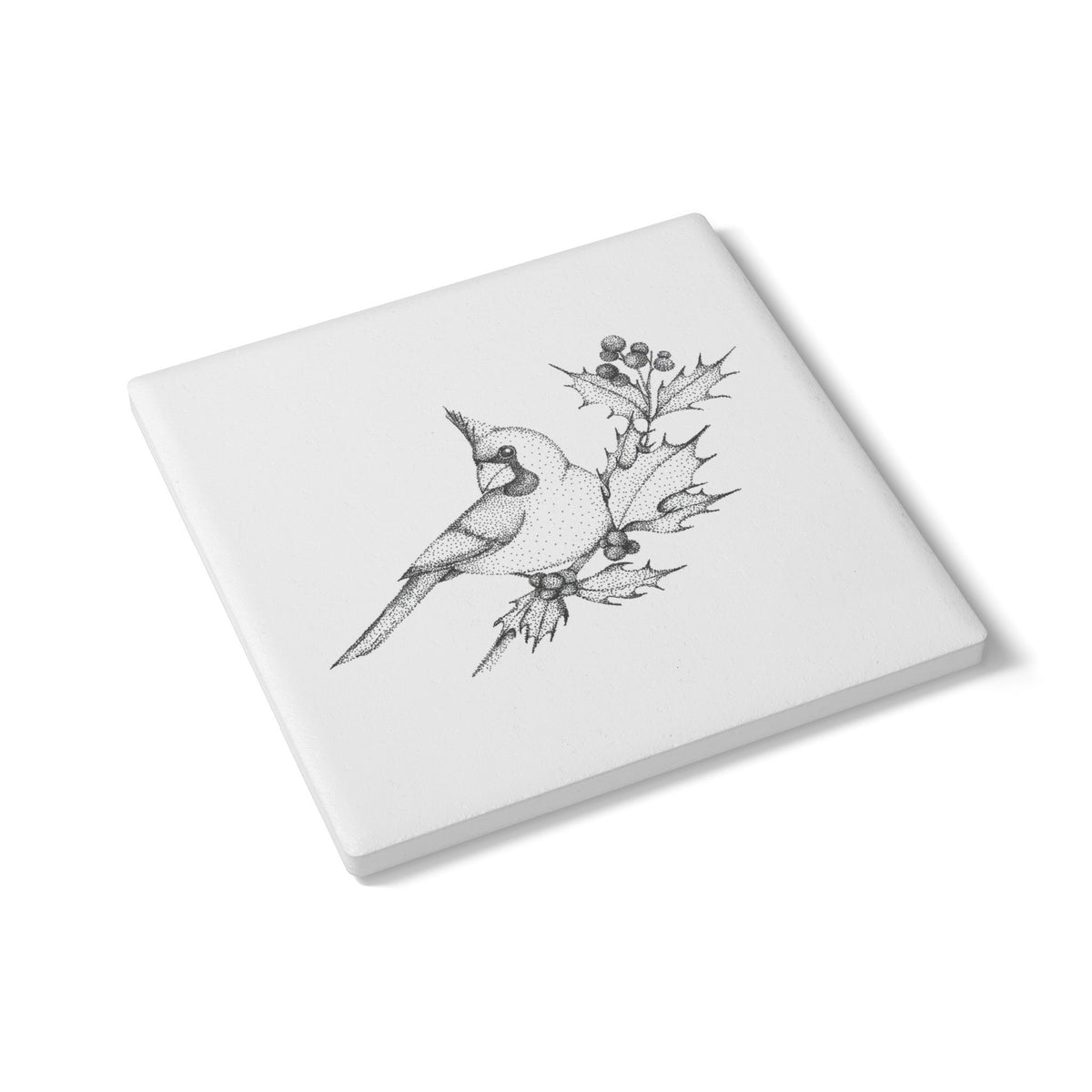 Ceramic Drink Coaster Set — Winter Cardinal