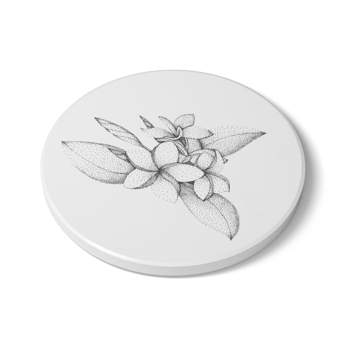 Ceramic Drink Coaster Set – Floral Plumeria