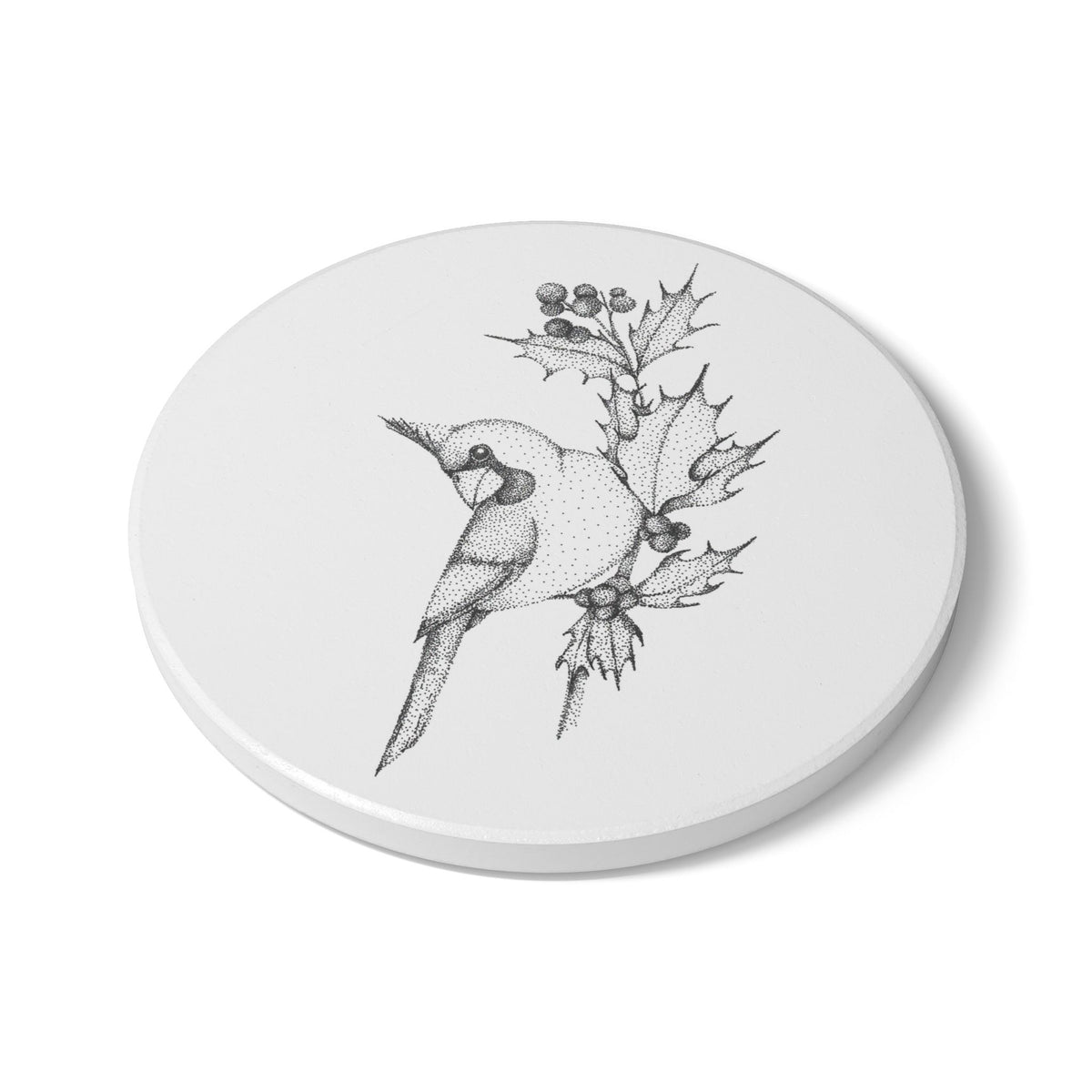 Ceramic Drink Coaster Set — Winter Cardinal