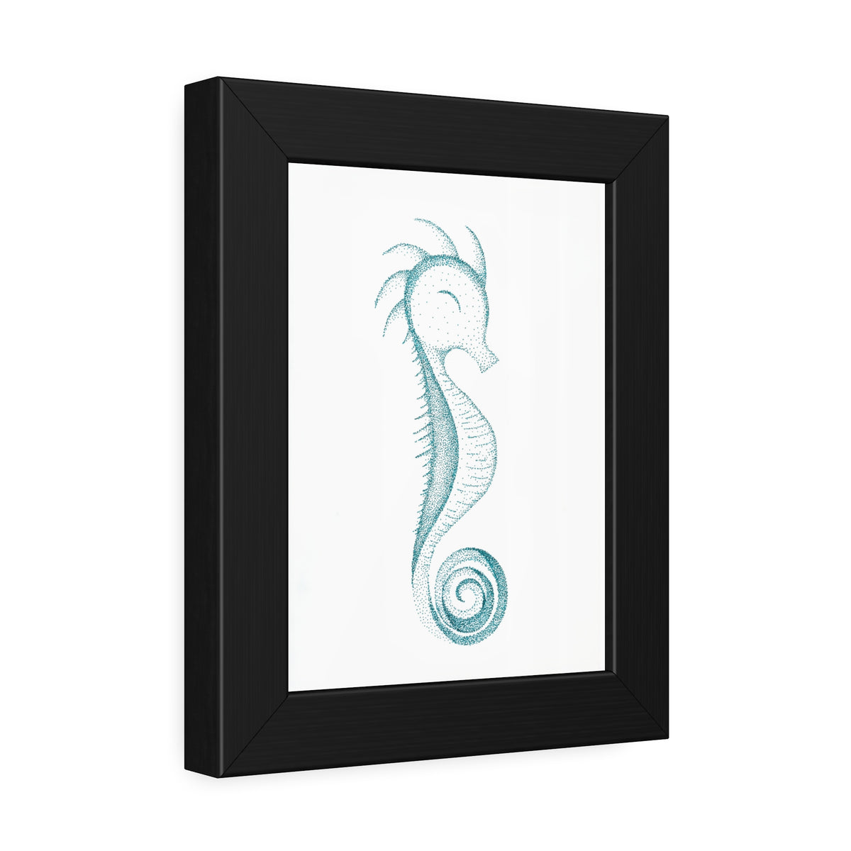 Framed Paper Posters - Seahorse, Teal