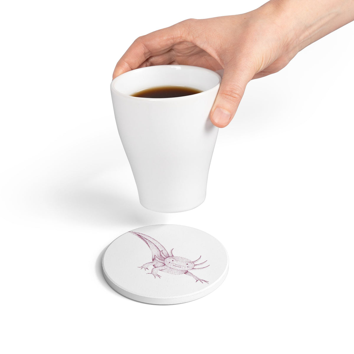 Ceramic Drink Coaster Set — Axolotl