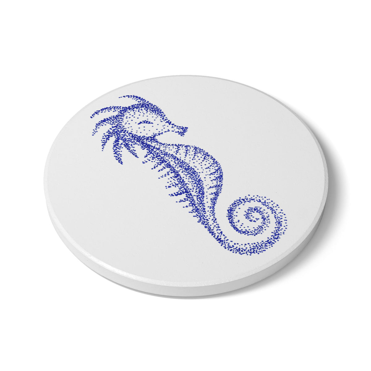 Ceramic Drink Coaster Set — Blue Seahorse