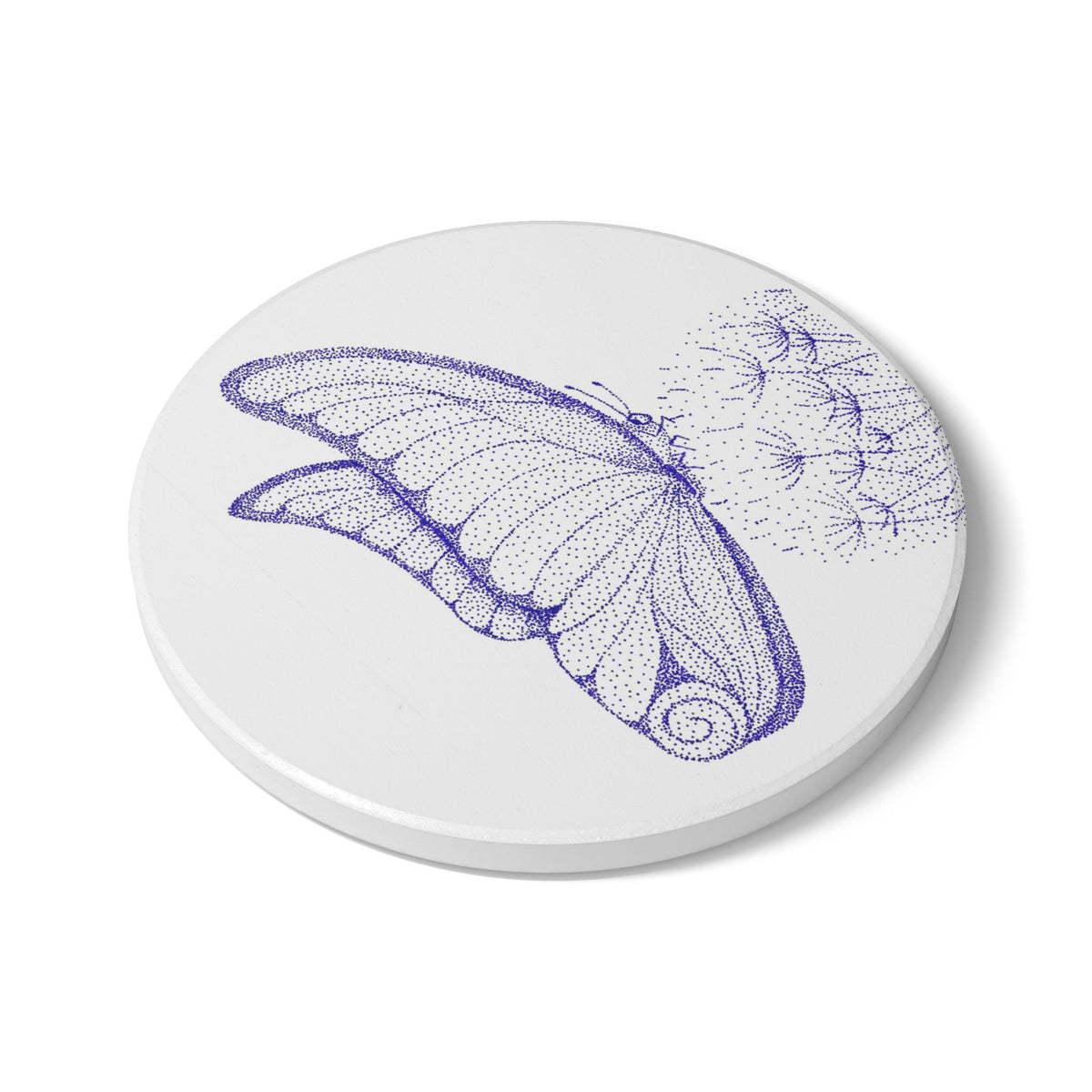 Ceramic Drink Coaster Set — Purple Butterfly