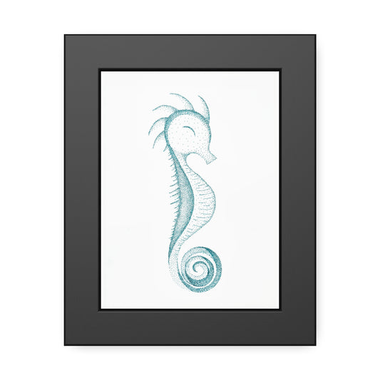 Framed Paper Posters - Seahorse, Teal