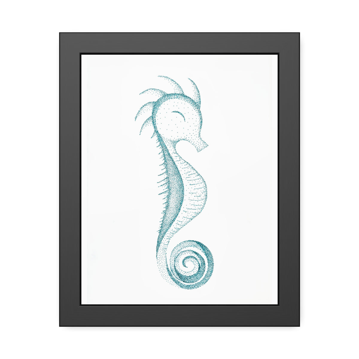 Framed Paper Posters - Seahorse, Teal