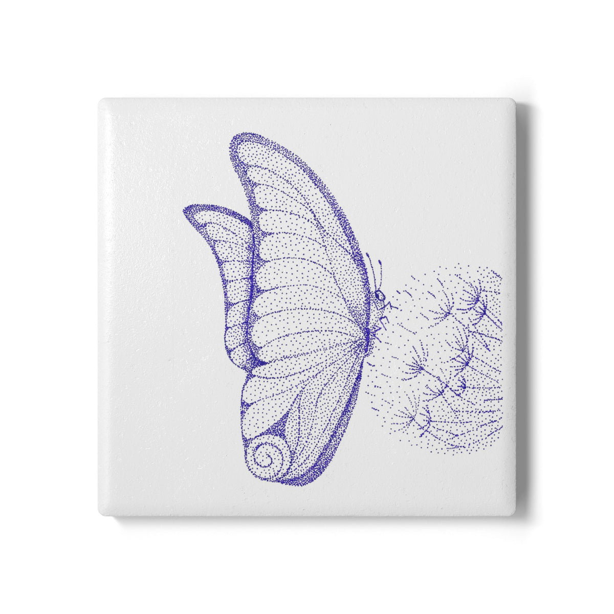 Ceramic Drink Coaster Set — Purple Butterfly