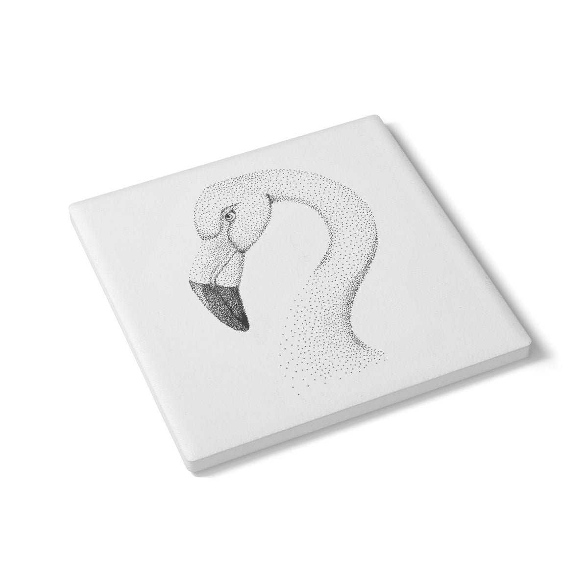 Ceramic Drink Coaster Set — Hand-Drawn Flamingo