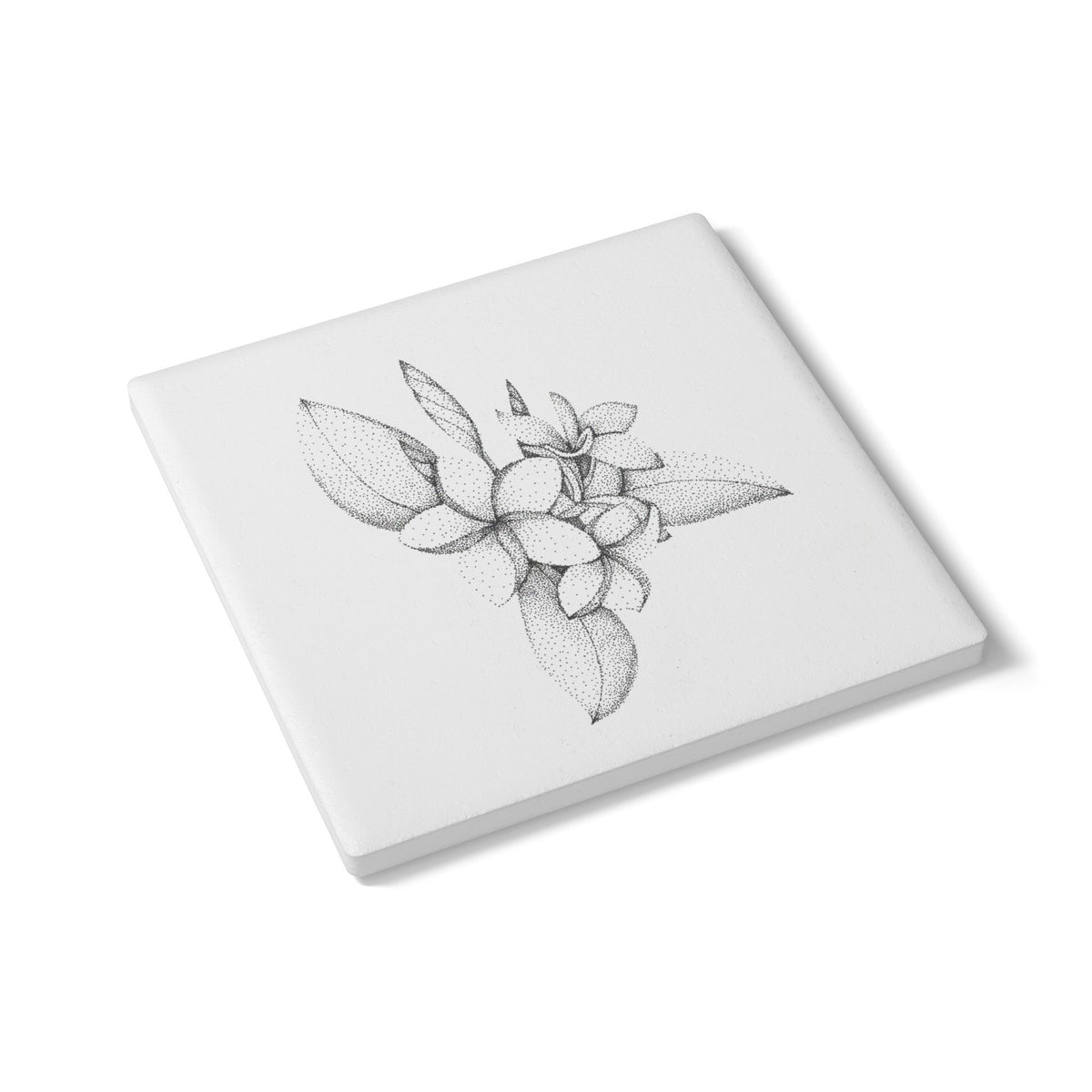 Ceramic Drink Coaster Set – Floral Plumeria