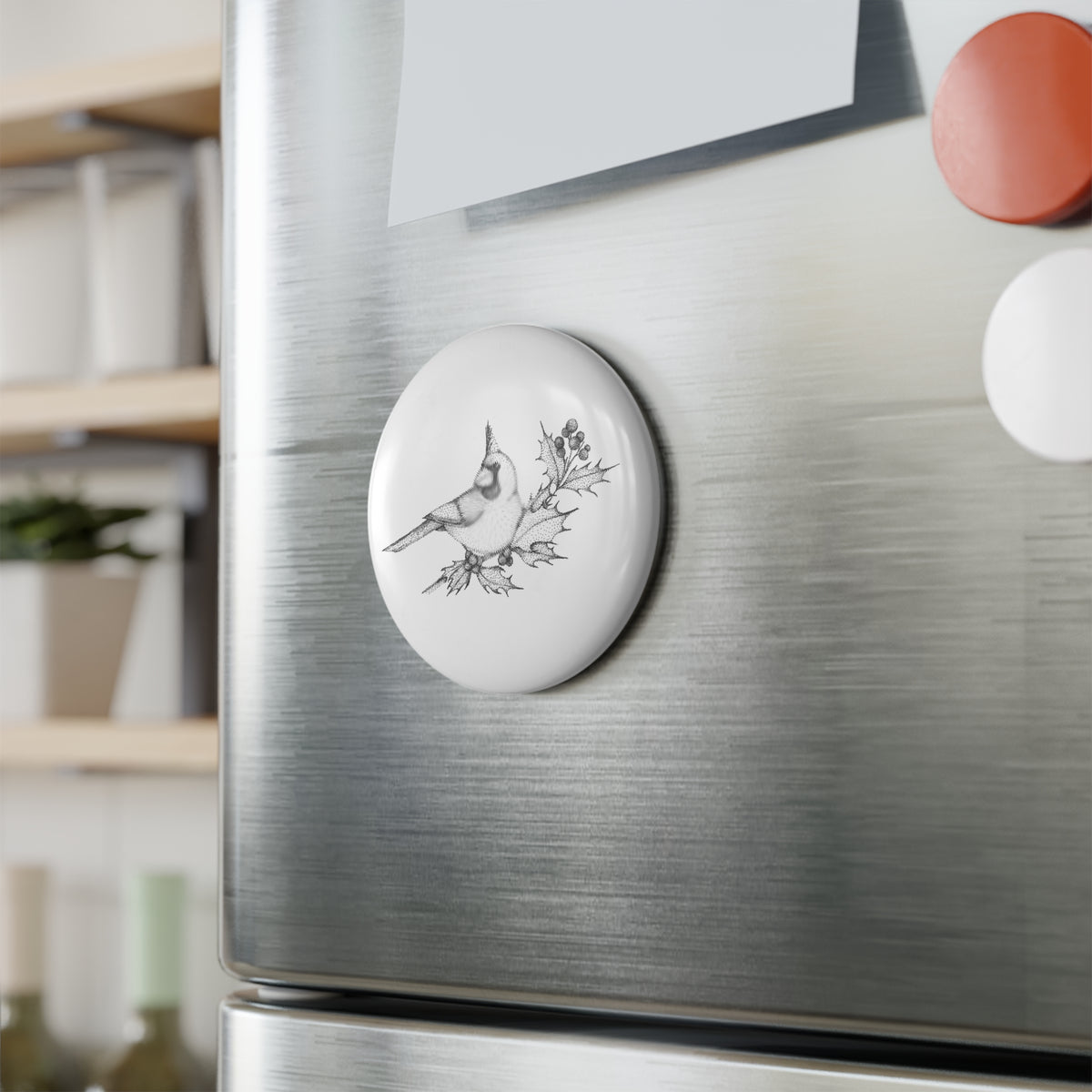 Button Magnet, Round - Cardinal