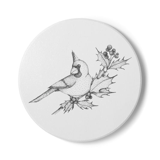 Ceramic Drink Coaster Set — Winter Cardinal